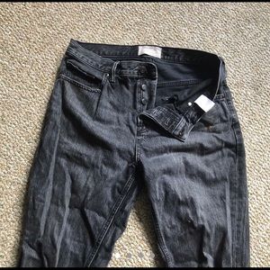 Dark grey boyfriend everlane jeans with button fly